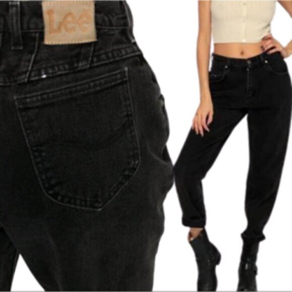 Lee 80's Made in the USA Wedgie Fit Mom Jeans Black 26X28 Petite - Picture 1 of 10